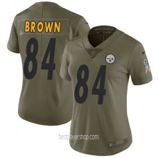 Womens Pittsburgh Steelers #84 Antonio Brown Game Olive Salute To Service Jersey Bestplayer